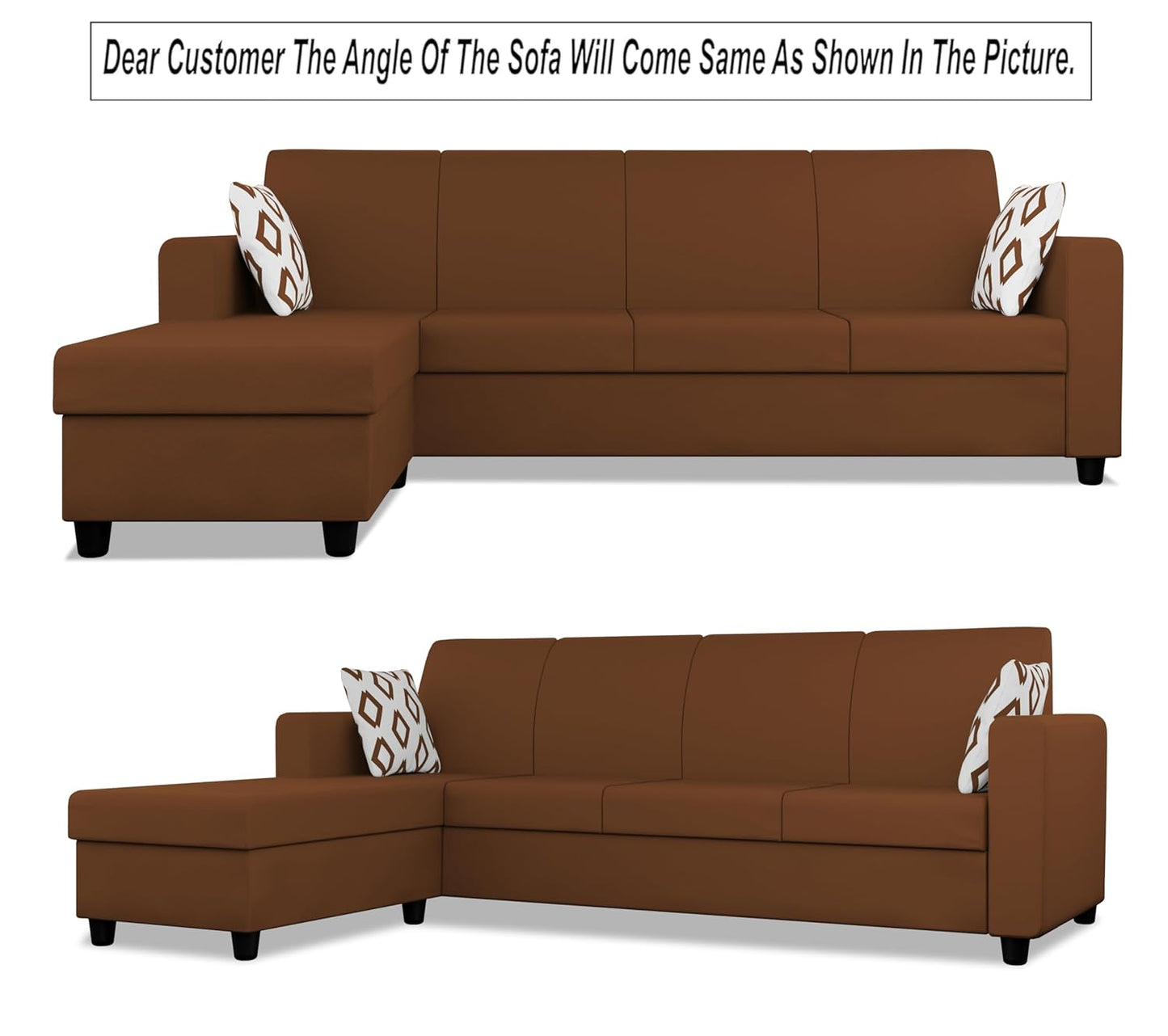 Adorn India Monteno L Shape 5 Seater Sofa Set LHS(Brown) (3 Year Warranty)