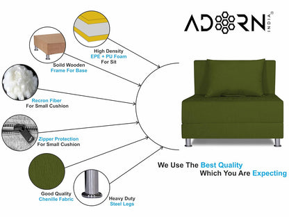 Adorn India Easy Alyn Plus Decent 2 Seater Sofa Cum Bed (3x6) (Green)(1 Year Warranty)