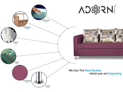 Adorn India Alita 3+2+1 Compact 6 Seater Sofa Set (Light Purple)