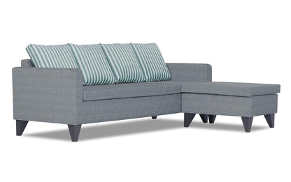 Adorn India Abington Stripes L Shape 5 Seater Sofa Set RHS (Grey) (3 Year Warranty)