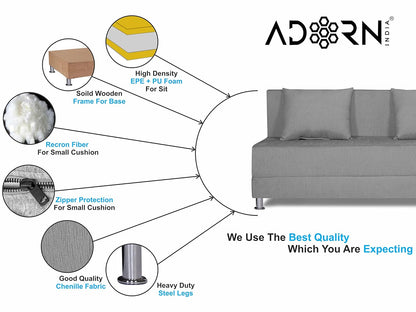 Adorn India Wood Easy Alyn Plus Decent 3 Seater Sofa Cum Bed (5X6) (Grey) (1 Year Warranty)