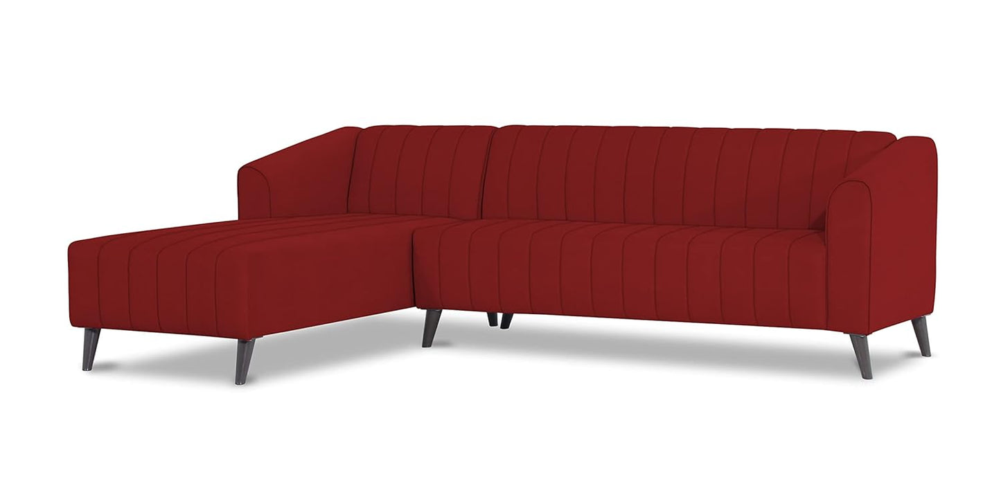 Adorn India Premium Laurel L Shape 6 Seater Sofa Set (LHS) (Red) (3 Year Warranty)