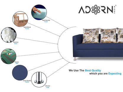 Adorn India Alita 3+2 Compact 5 Seater Sofa Set (Blue)