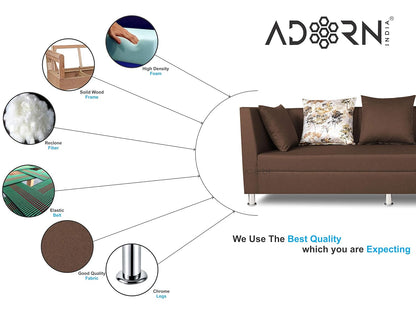 Adorn India Alica 3+2+1 Six Seater Sofa Set (Brown)