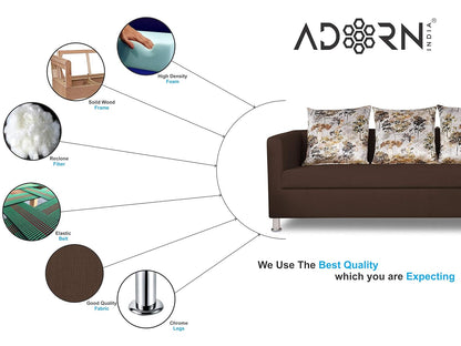 Adorn India Alita 3+2 Compact 5 Seater Sofa Set (Brown)