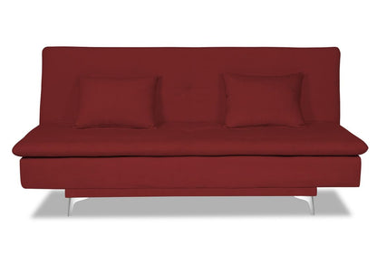 Adorn India Aspen Three Seater Sofa Cum Bed Single Tone Fabric (Maroon) (3 Year Warranty)