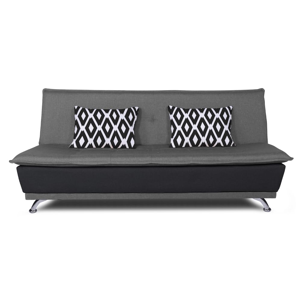 Adorn India Arden 4 Seater Rhombus Sofa Cum Bed 4 x 6 (Grey & Black) (3 Year Warranty)