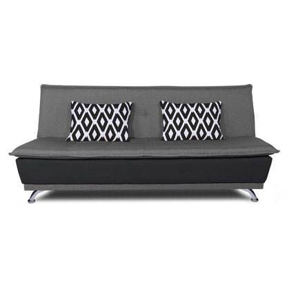 Adorn India Arden 4 Seater Rhombus Sofa Cum Bed 4 x 6 (Grey & Black) (3 Year Warranty)