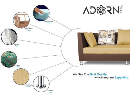 Adorn India Alica 3+2+1 Six Seater Sofa Set (Brown & Beige)