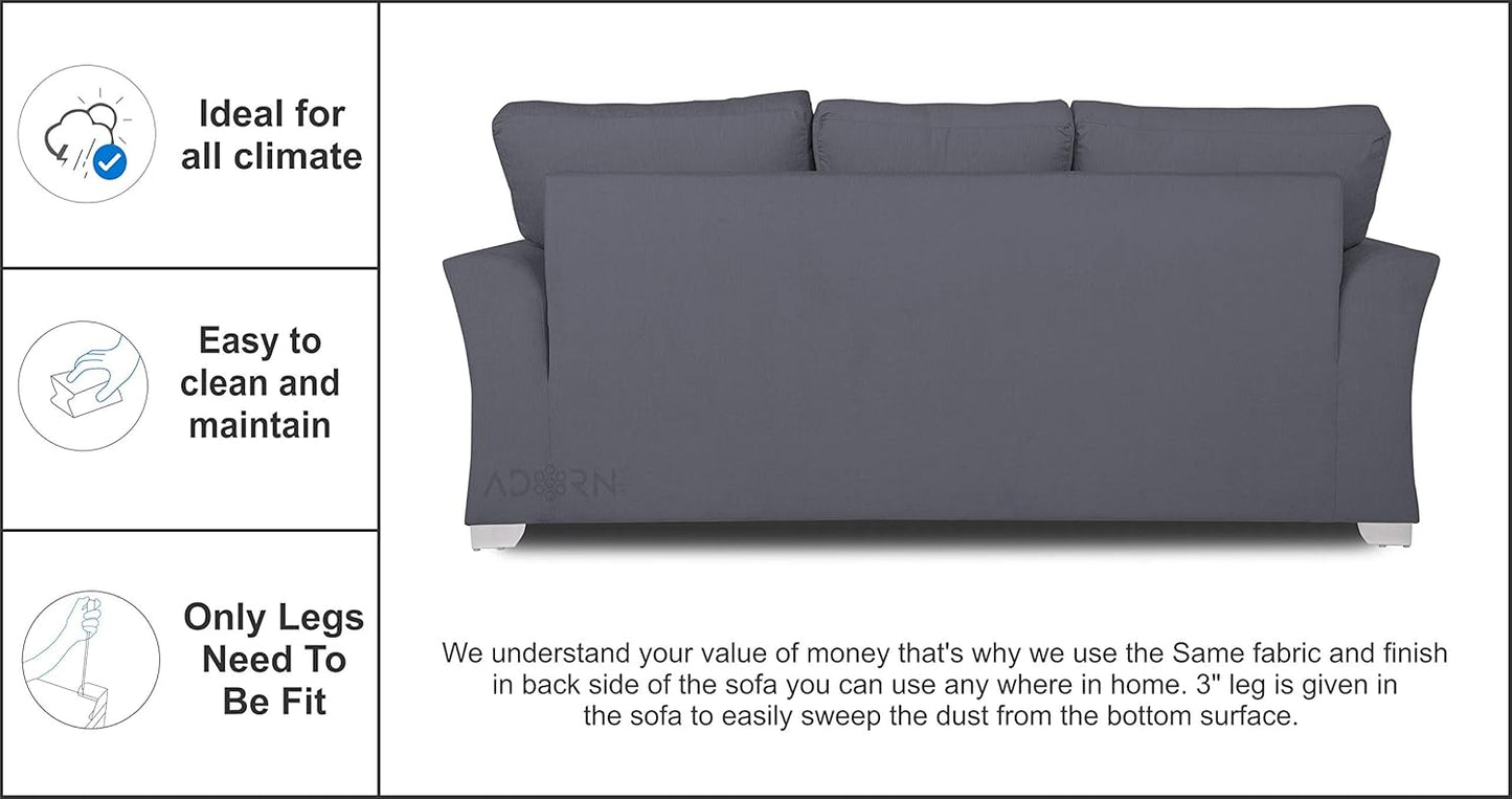 Adorn India Alexia 3+2+1 Six Seater Sofa Set (Dark Grey)