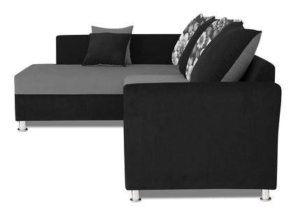 Adorn India (3 Years Warranty Boom 5 Seater Corner Sofa Floral Cushion Left Hand Side (Grey & Black)
