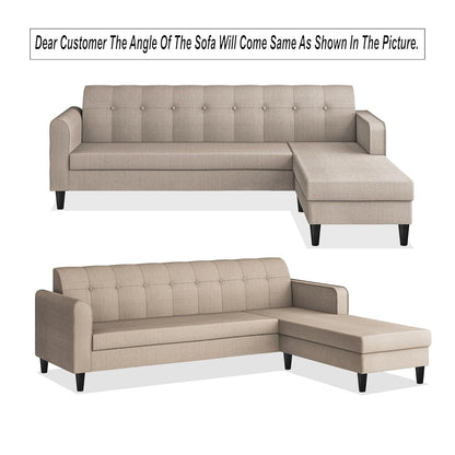Adorn India Rio Elegant L Shape 5 Seater Sofa Set (RHS) (Beige) (3 Year Warranty)