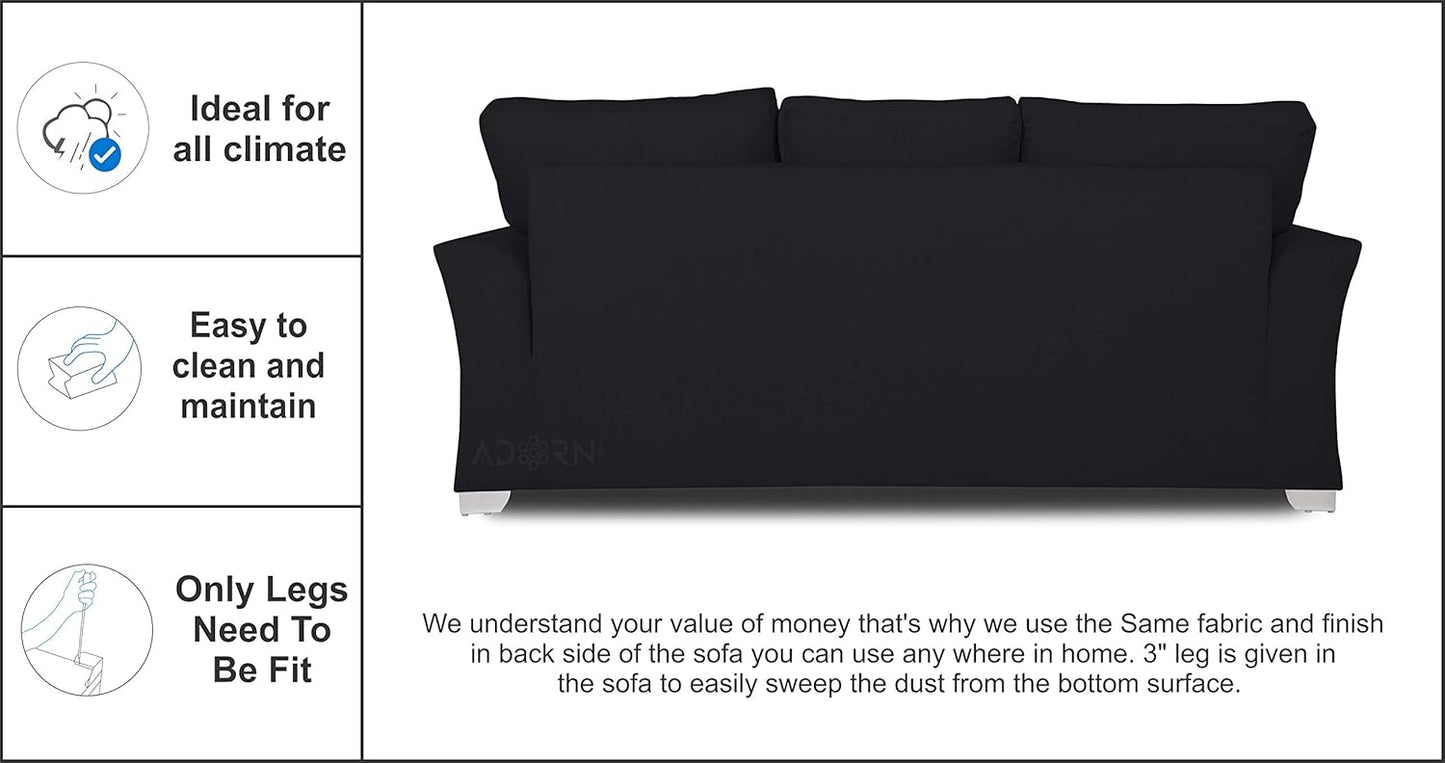 Adorn India Alexia 3+2+1 Six Seater Sofa Set (Black)
