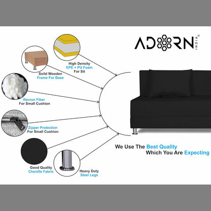 Adorn India Easy Alyn Plus Decent 4 Seater Sofa Cum Bed (6x6) (Black) (1 Year Warranty)
