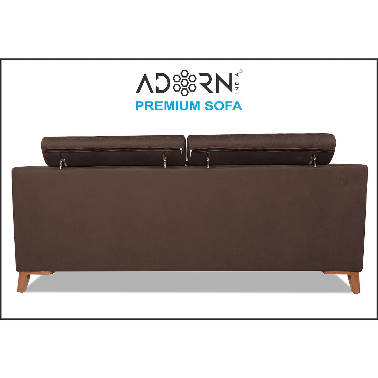 Adorn India Premium Pluto 3 Seater Sofa (Brown)