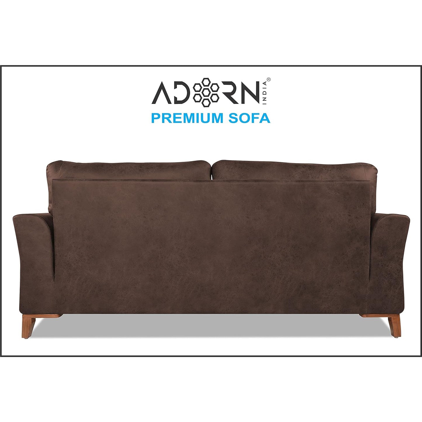 Adorn India Premium Aslaug 3 Seater Sofa (Leatherette Suede Fabric Colour Brown)