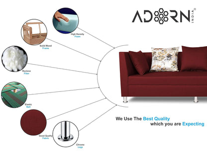 Adorn India Alica 3+2+1 Six Seater Sofa Set (Maroon)