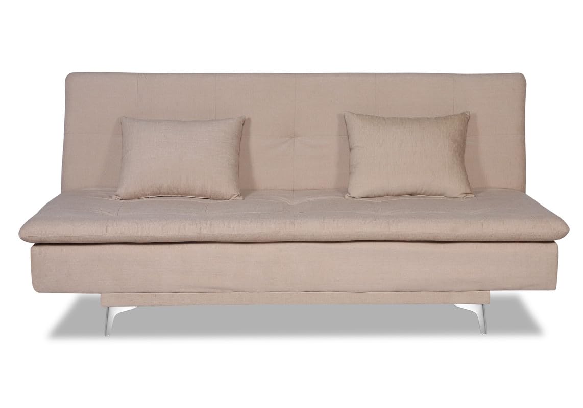 Adorn India Aspen Three Seater Sofa Cum Bed Single Tone Fabric (Beige) (3 Year Warranty)