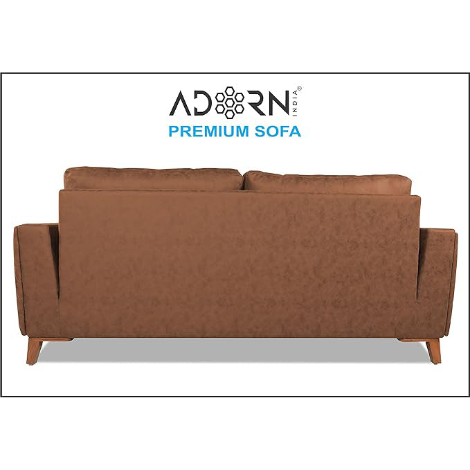Adorn India Premium Phoenix 3 Seater Sofa (Leatherette Suede Fabric Colour Tan)
