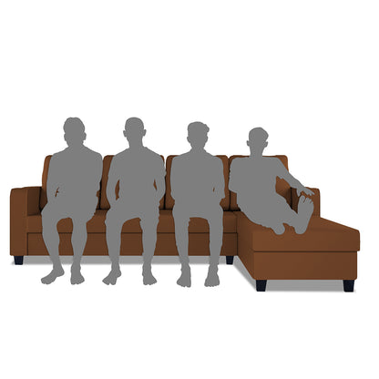 Adorn India Chandler Plain L Shape 6 Seater Sofa Set RHS (Brown) (3 Year Warranty)