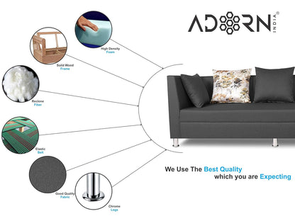 Adorn India Alica 3+2+1 Six Seater Sofa Set (Dark Grey)