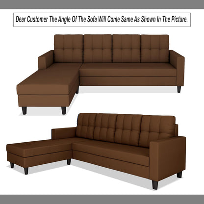 Adorn India Darcy L Shape 5 Seater Sofa Set (LHS) (Brown) (3 Year Warranty)