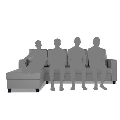 Adorn India Chandler Plain L Shape 6 Seater Sofa Set Lhs (Grey) (3 Year Warranty)