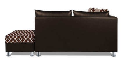Adorn India (3 Years Warranty Atlanta 6 Seater Leatherette & Fabric Corner Sofa Right Hand Side with Ottoman (Brown & Beige)