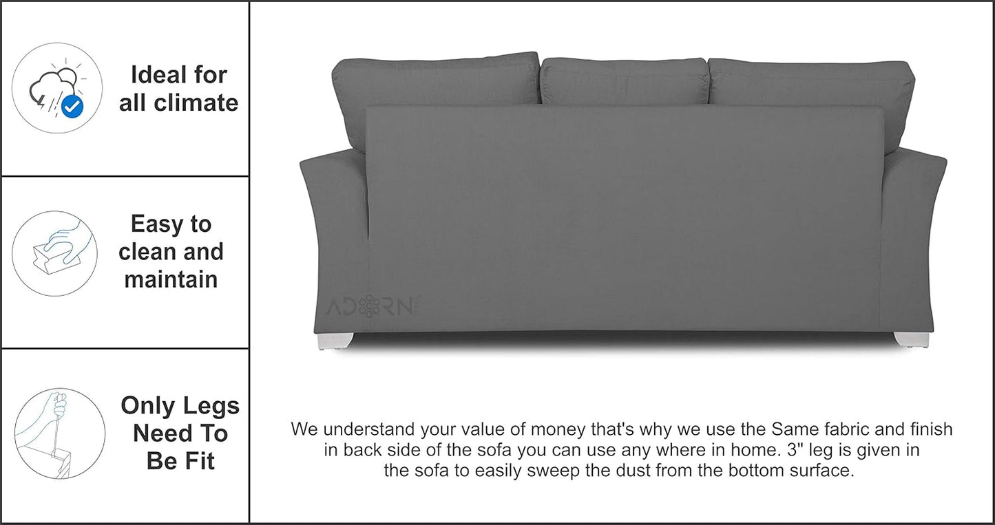 Adorn India Alexia 3+2+1 Six Seater Sofa Set (Light Grey)