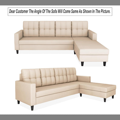 Adorn India Wood Darcy L shape 5 seater sofa set (RHS) (Beige)
