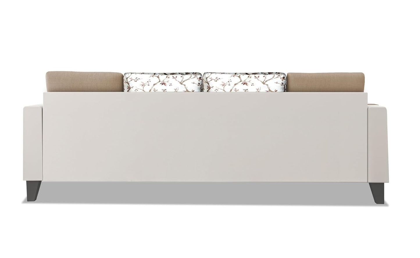 Adorn India Ashley Digital PrintLeatherette Fabric L Shape 5 Seater Sofa Set RHS (Beige & White) (3 Year Warranty)