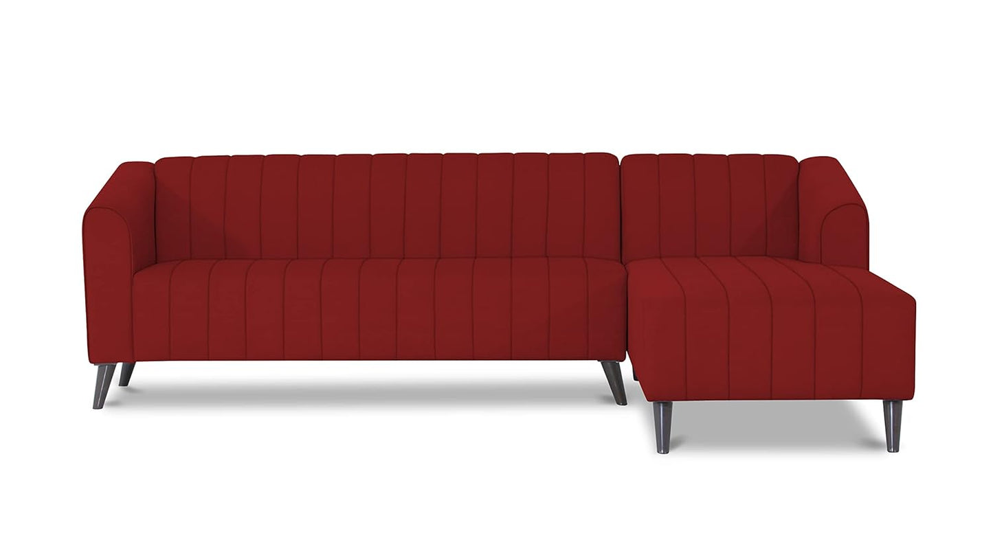 Adorn India Premium Laurel L Shape 6 Seater Sofa Set (RHS) (Red) (3 Year Warranty)