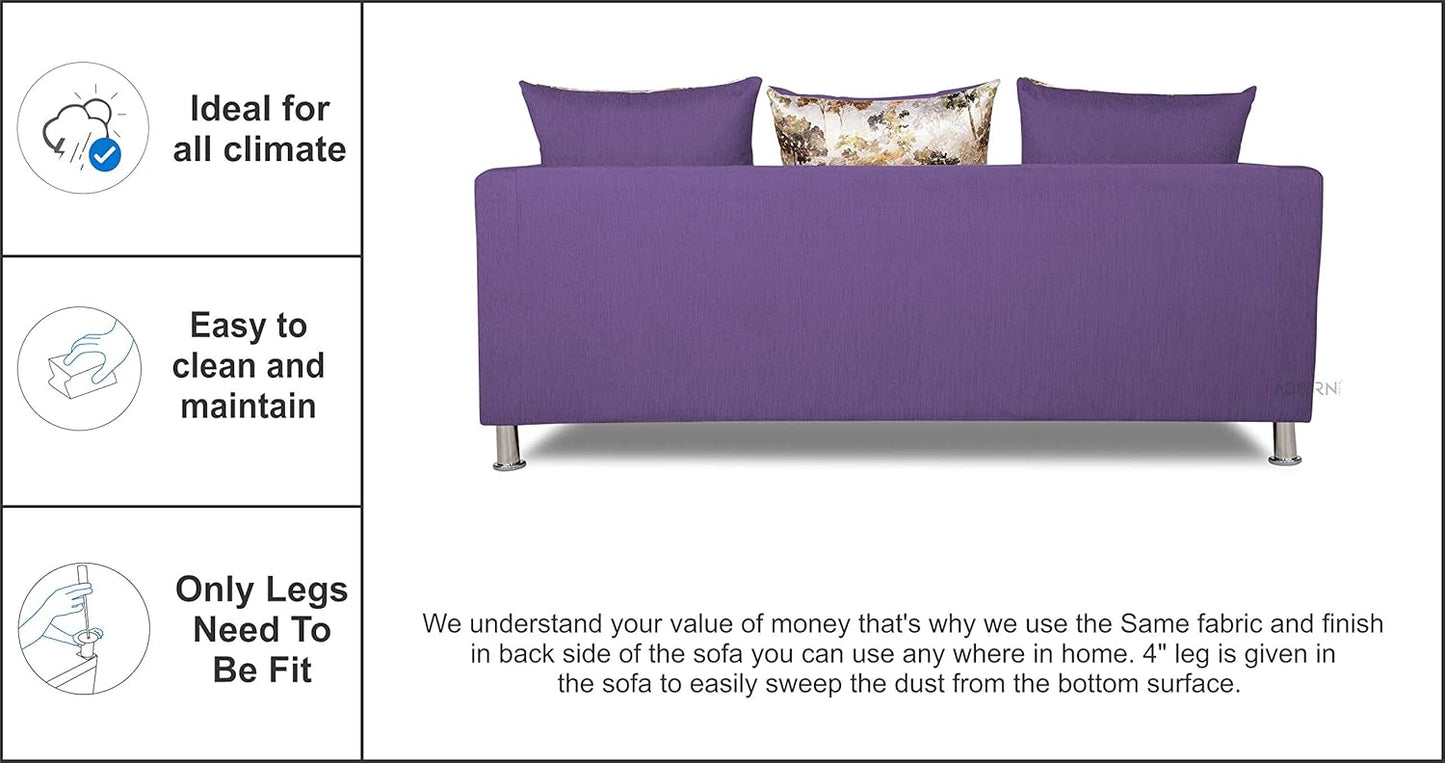 Adorn India Alita 3+2 Compact 5 Seater Sofa Set (Dark Purple)