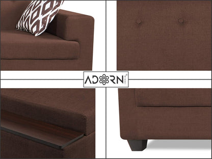 Adorn India Blazer L Shape 6 Seater Sofa Set (Right Side) (Brown)