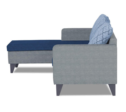 Adorn India Dorothy Blossom L Shape 5 Seater Sofa Set LHS (Blue & Grey)