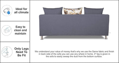 Adorn India Alita 3+2+1 Compact 6 Seater Sofa Set (Dark Grey)