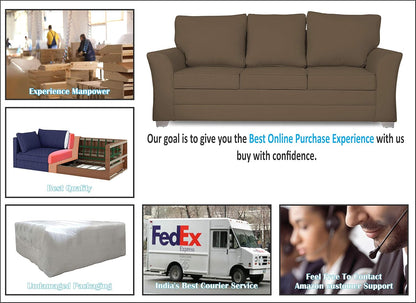 Adorn India Alexia 3+2 Five Seater Sofa Set (Camel)
