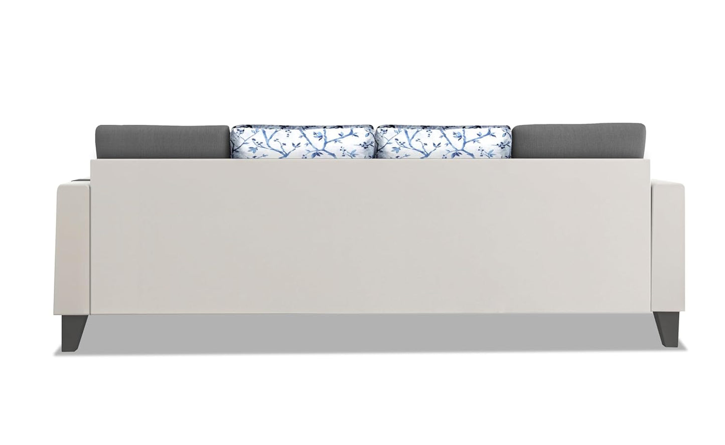 Adorn India Ashley Digital Print Leatherette Fabric L Shape 5 Seater Sofa Set LHS (Grey & White) (3 Year Warranty)