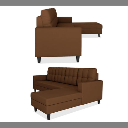 Adorn India Darcy L Shape 5 Seater Sofa Set (RHS) (Brown) (3 Year Warranty)
