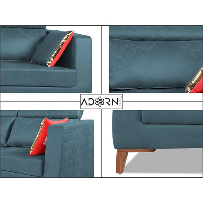 Adorn India Premium Pluto 3 Seater Sofa (Blue)