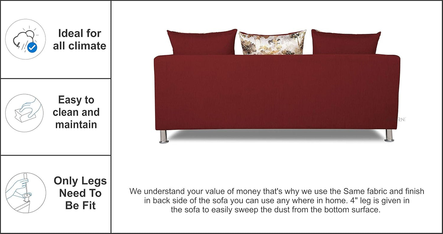 Adorn India Alita 3+2 Compact 5 Seater Sofa Set (Maroon)