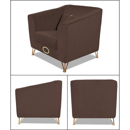 Adorn India Premium Camilla 3-1-1 5 Seater Sofa Set (Velvet Fabric Colour Brown)