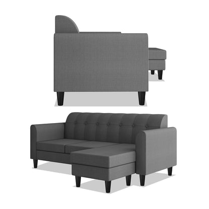 Adorn India Rio Elegant L Shape 4 Seater Sofa Set (Grey) (3 Year Warranty)