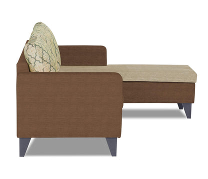 Adorn India Dorothy Blossom L Shape 5 Seater Sofa Set RHS (Brown & Beige)