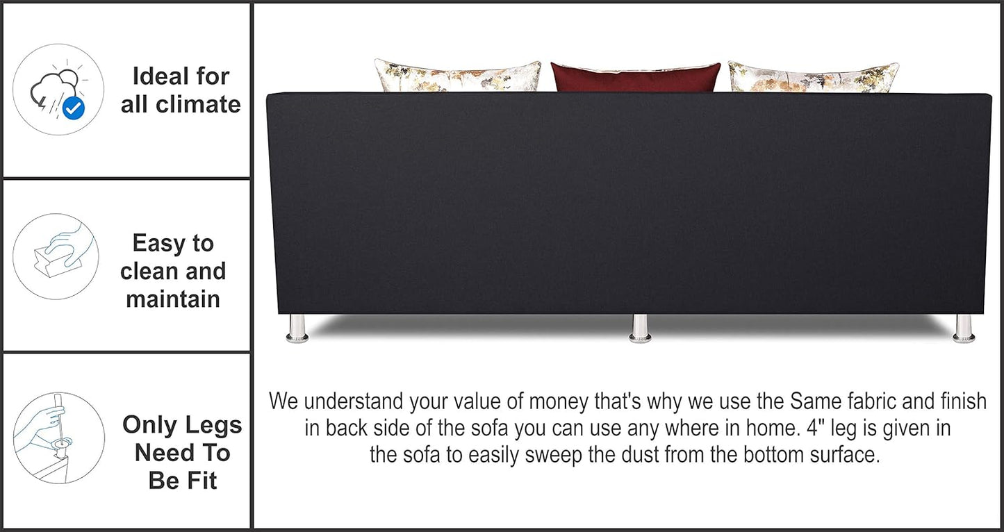 Adorn India Alica 3+2+1 Six Seater Sofa Set (Maroon & Black)