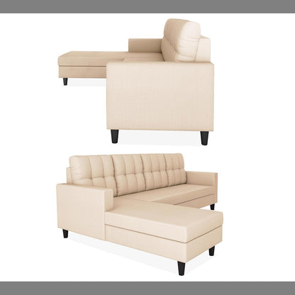 Adorn India Darcy L Shape 5 Seater Sofa Set (Lhs) (Beige) (3 Year Warranty)