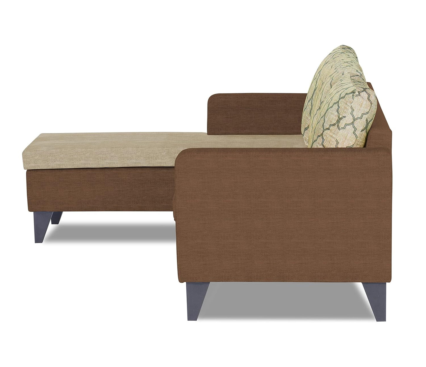 Adorn India Dorothy Blossom L Shape 5 Seater Sofa Set LHS (Brown & Beige)