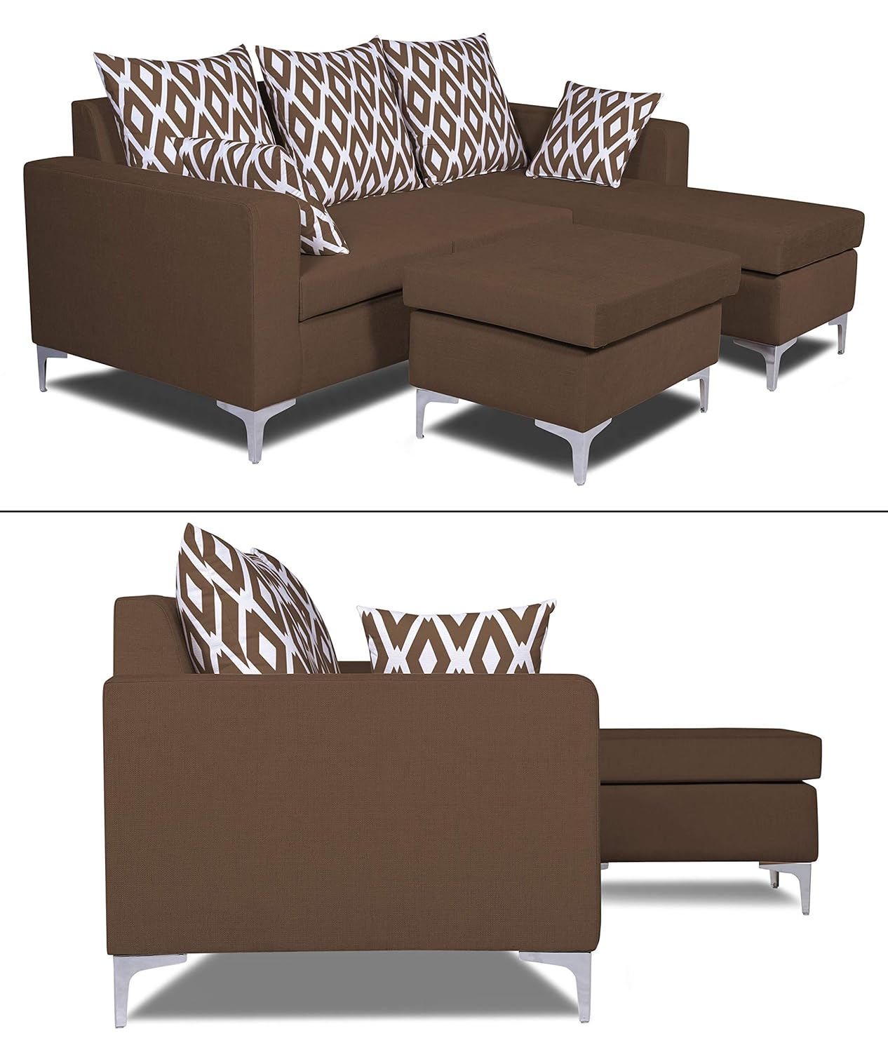 Adorn India Anigma Modular Sofa Set (Brown)