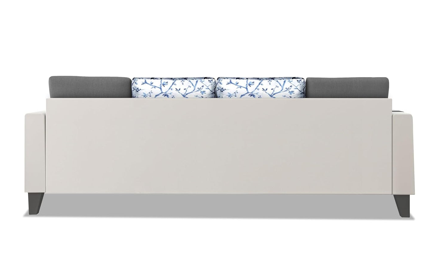 Adorn India Ashley Digital Print Leatherette Fabric L Shape 5 Seater Sofa Set RHS (Grey & White) (3 Year Warranty)