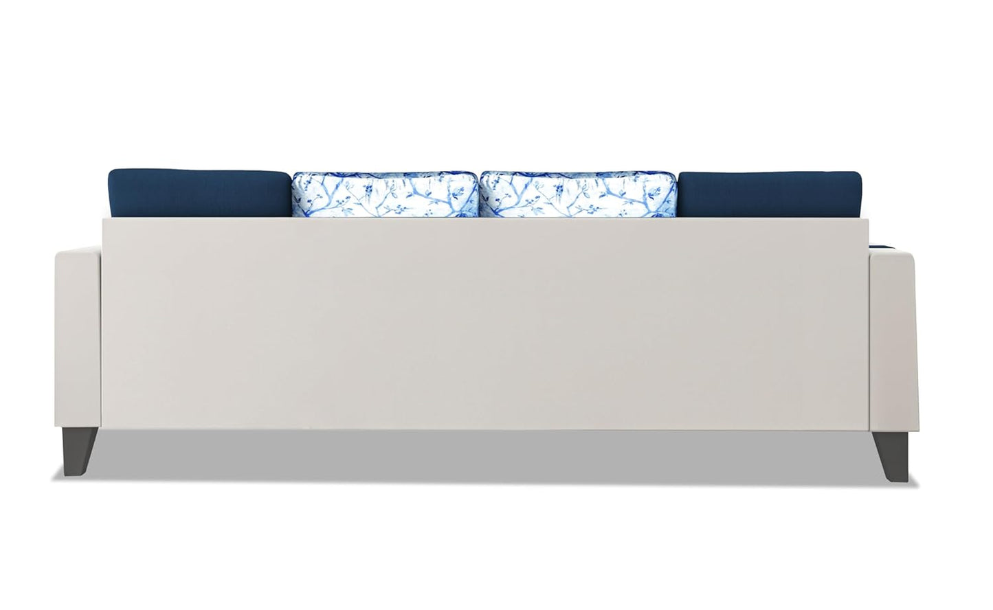 Adorn India Ashley Digital Print Leatherette Fabric L Shape 5 Seater Sofa Set RHS (Blue & White) (3 Year Warranty)